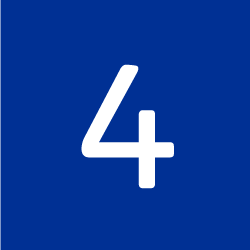 Weiße Zahl 4 auf blauem Hintergrund.