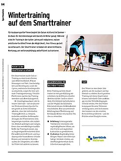 Beitrag im Magazin "Wir im Sport" des LSB zum Thema "Wintertraining auf dem Smarttrainer" mit Abbildung der Magazinseite.